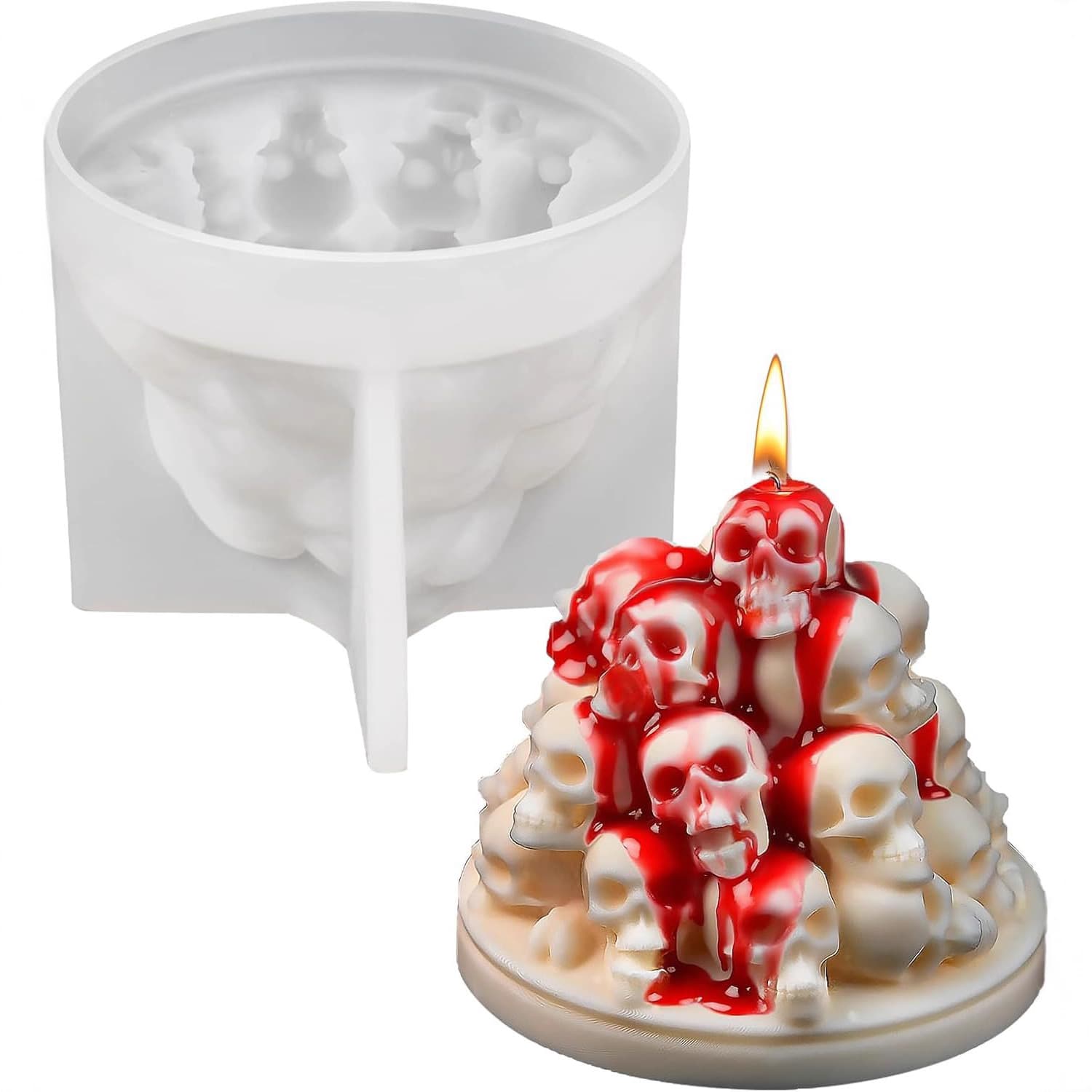 Cross-border Halloween Skull Candle Aroma Mold Stacking Skull Plaster Resin Mold Decoration Silicone Mold