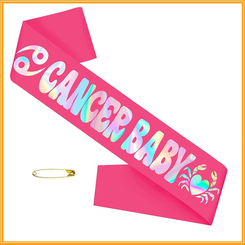 Zodiac Birthday Sash Laser Hot Stamp Rose Red Ribbon Constellation Theme Party Photo Decoration