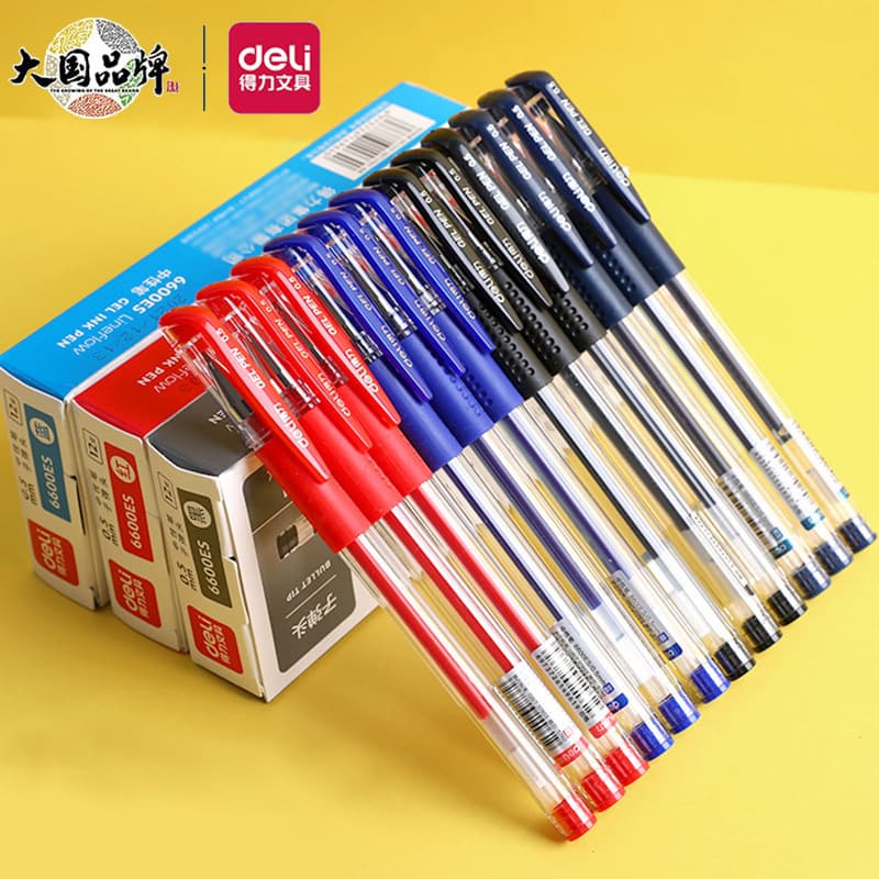 Deli 6600ES Gel Pen Refill Black Red Blue Blue-Black 0.5mm Bullet Tip Black Pen for Students Office Roller Pen