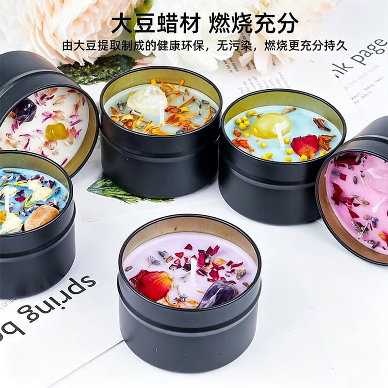 Yilan Scented Candle Premium Tin Can Soy Wax Aroma Candle Gift Dried Flower Scented Candle Wholesale