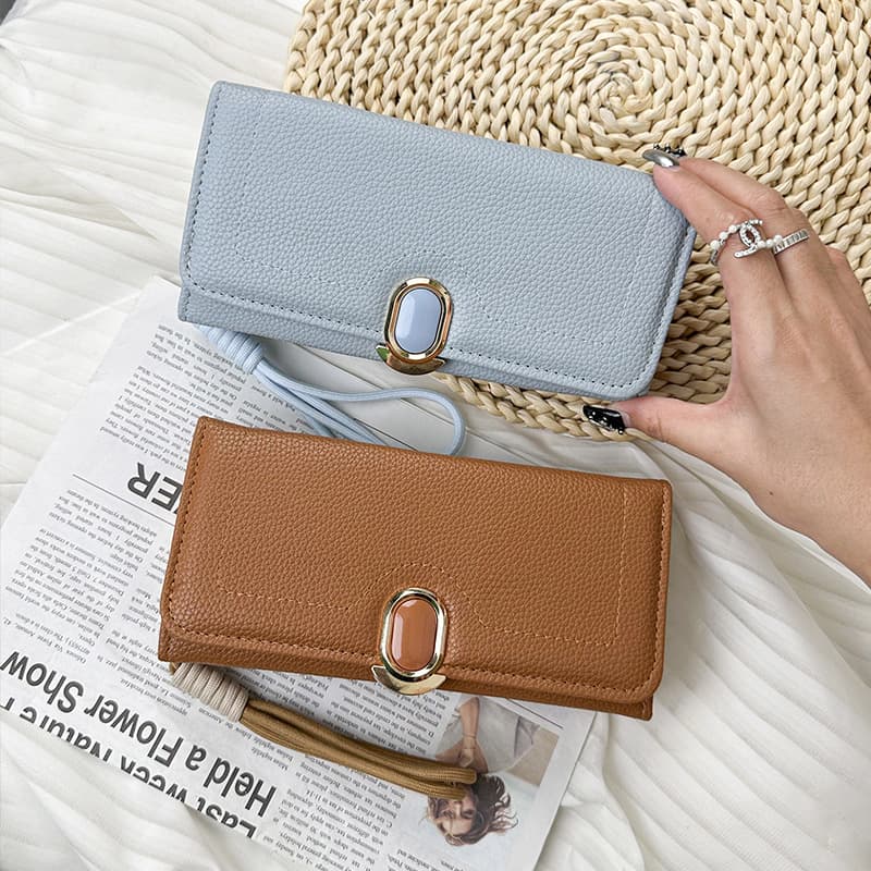 Cross-Border In-Stock Women's Long Wallet, Korean Style Versatile Large Capacity Simple Multi-Function Coin Purse Clutch