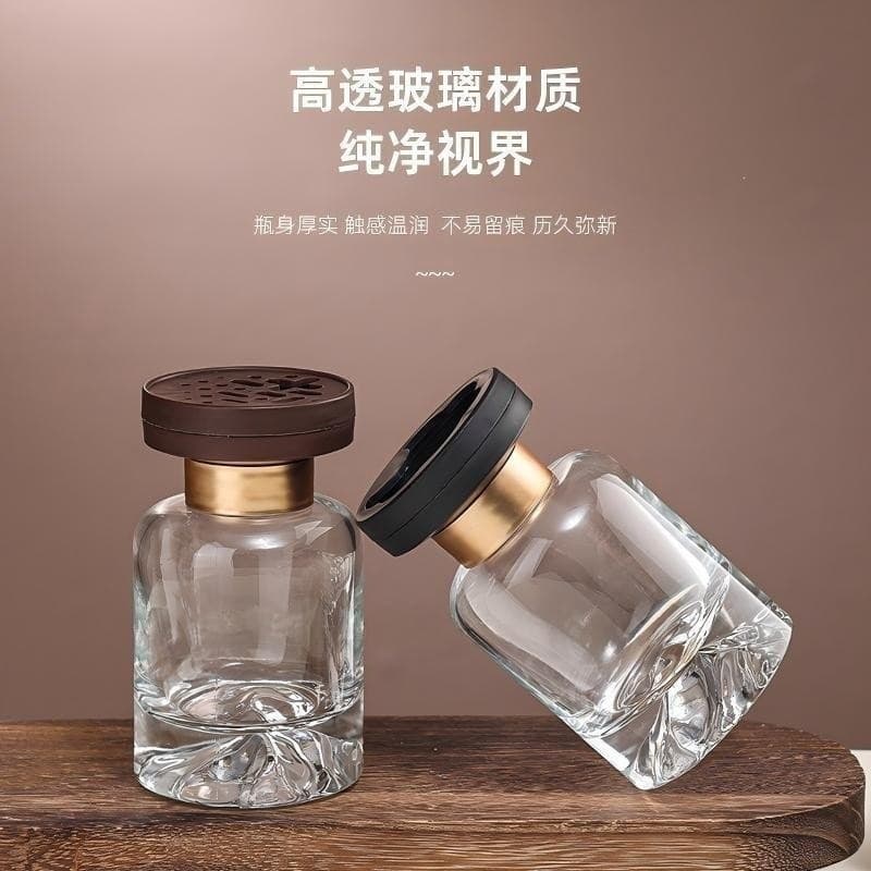 Car Aromatherapy Bottle Volcanic Fragrance Diffuser Thick Round Glass Bottle Car Fragrance Bottle Fireless Rattan Expansion Naked Bottle