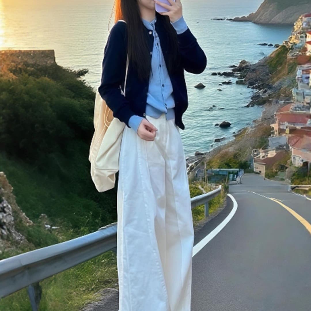 Super Cute Color Block College Style Knit Cardigan, Korean Aesthetic Early Autumn Outfits, Petite-Friendly Top