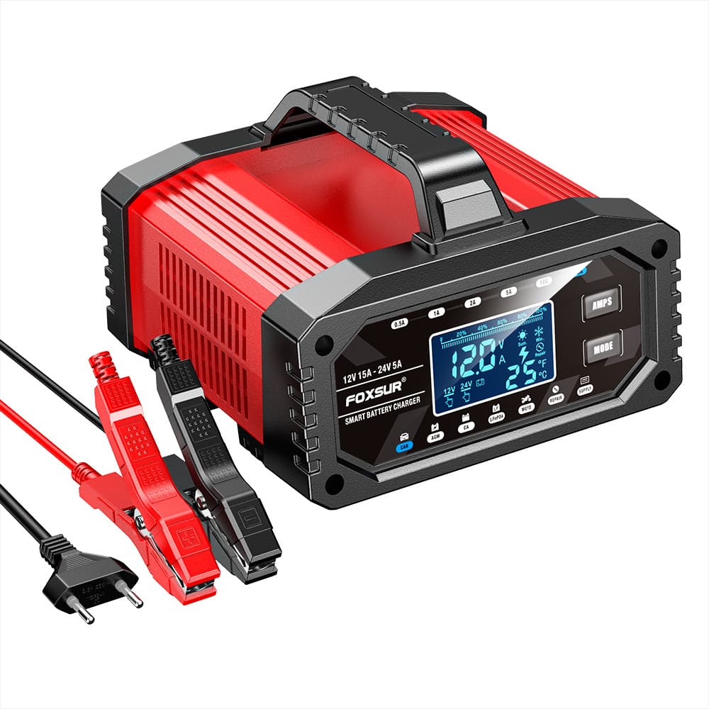12V24V Portable 0.5A-15A Adjustable Current Motorcycle Car Charger EU UK Plug