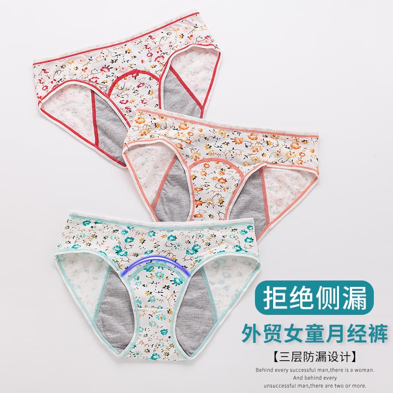 Foreign Trade Girl Floral Print Menstrual Panties, Breathable and Leak-proof, 9057