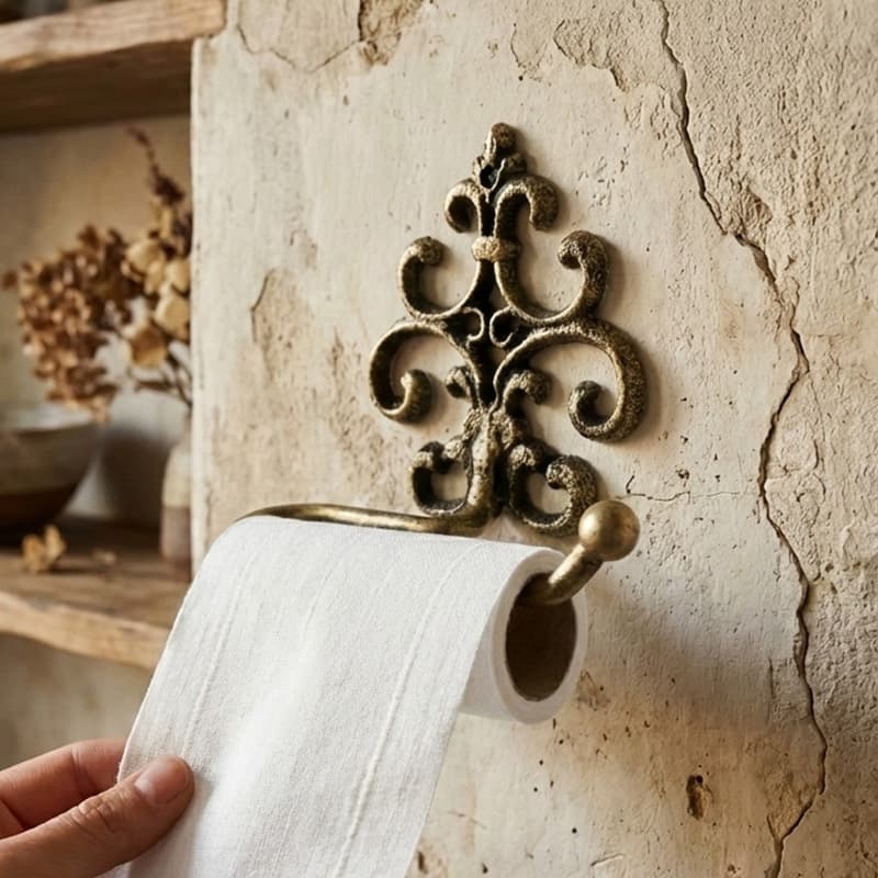 European Retro Vintage Cast Iron Geometric Towel Rack Wall Decor Home Restaurant Living Room Bathroom Paper Towel Holder Decoration