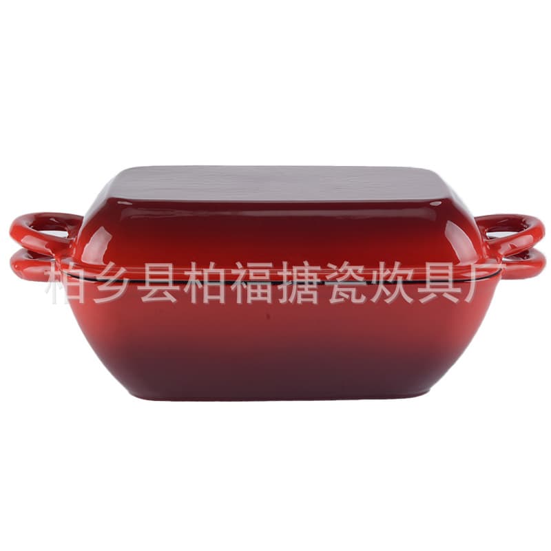 Cast Iron Enamel Pot Thickened Cast Iron Enamel Pot Rectangular Dual-Purpose Pot Rectangular Bread Pot
