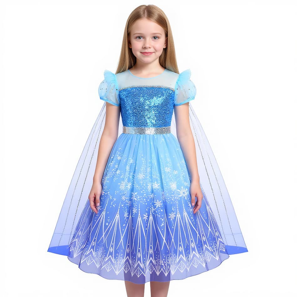Frozen Elsa Princess Dress Amazon Girls Fashionable Tulle Dress Elsa Sparkly Children's Performance Costume