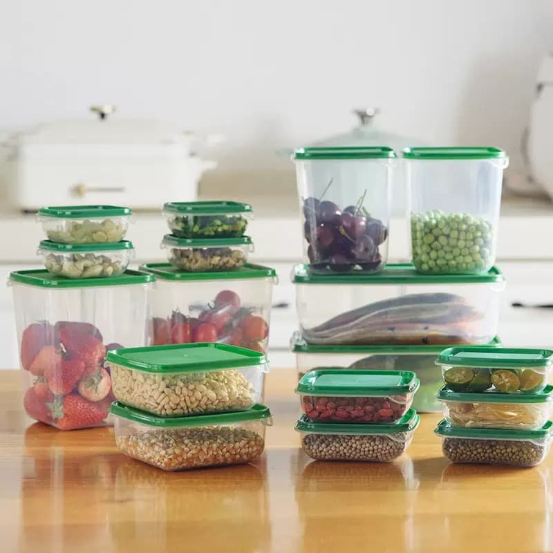 Amazon Cross-Border 17-Piece Set of Plastic Food Storage Containers with Lids, Refrigerator Storage, Sealed Jars, Microwaveable, High Transparency
