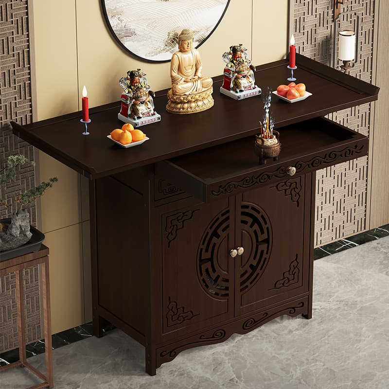 New Chinese Style Buddha Cabinet Standing Unit, Wealth God Lord Guan Offering Platform, Minimalist Altar Table, Sacred Niche Incense Stand, Household Deity Platform Cabinet