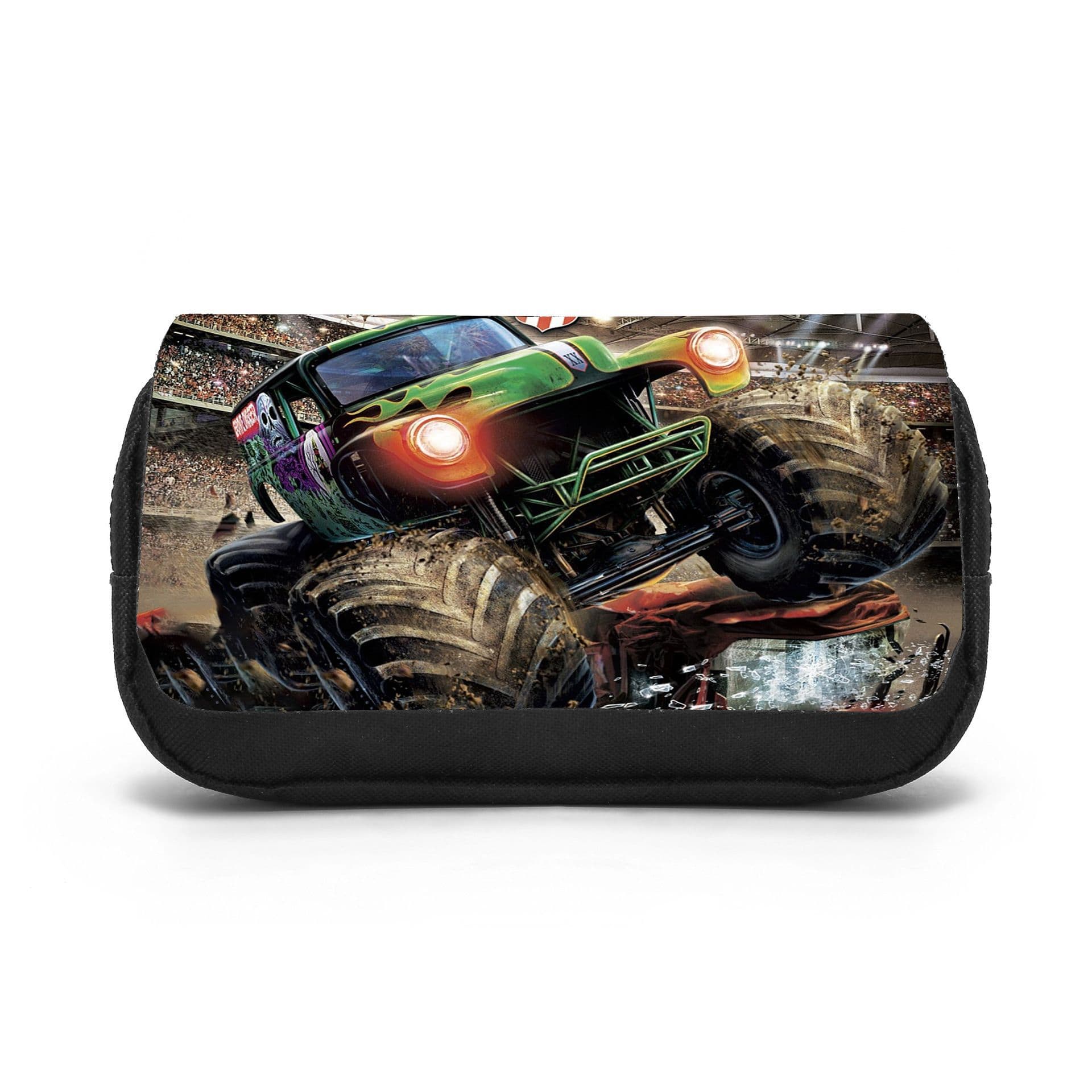 Monster jam monster truck student large-capacity double-layer pencil bag children's stationery storage bag pen bag