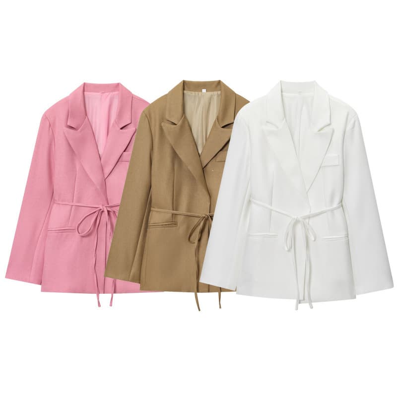 ZA Cross-border Wholesale New Women's European and American Street Style Casual Linen Blend Blazer