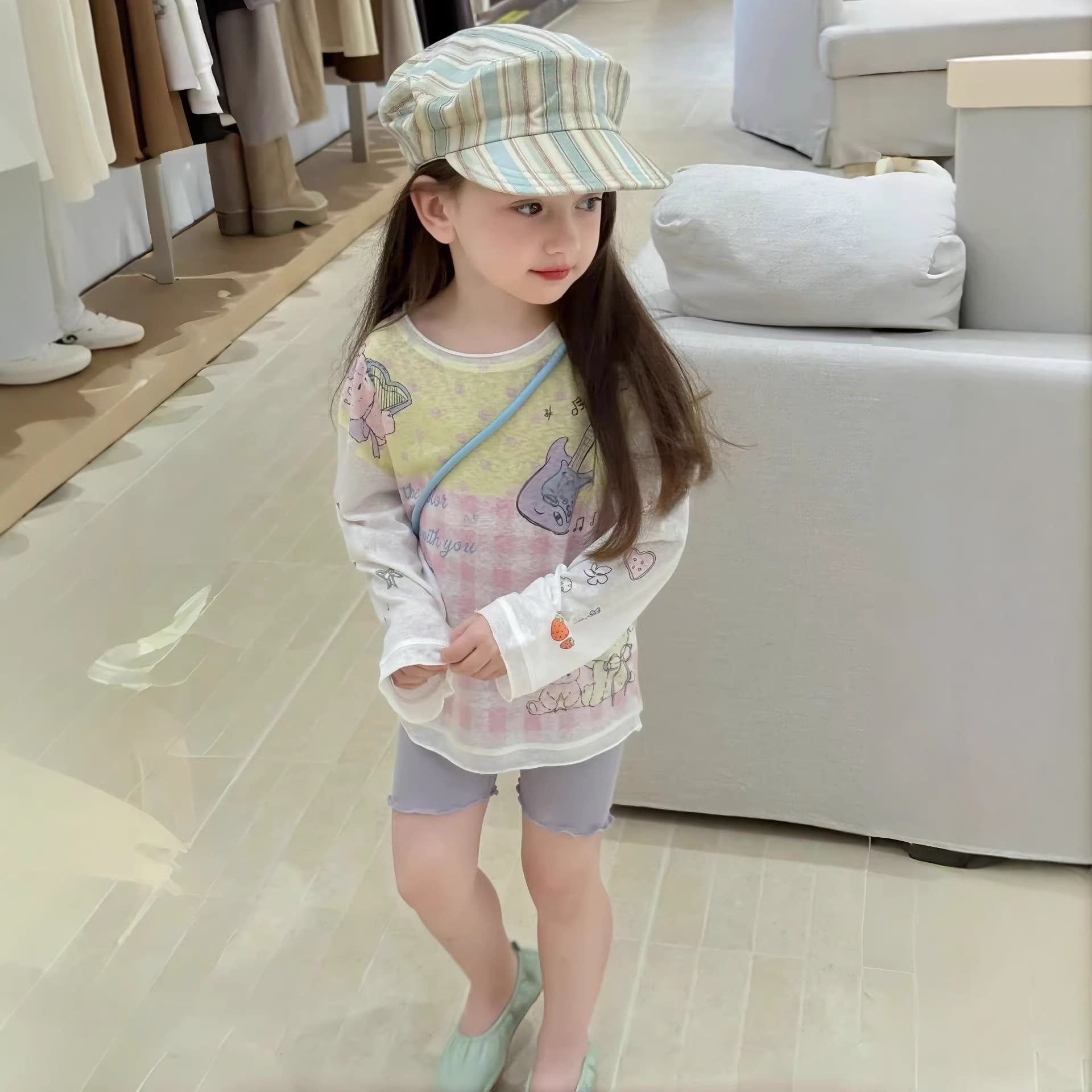 Girls' Set Children's T-Shirt Girls' Sun Protection Top Baby Top Knit Sweater Two-Piece Set Stylish Children's Clothing