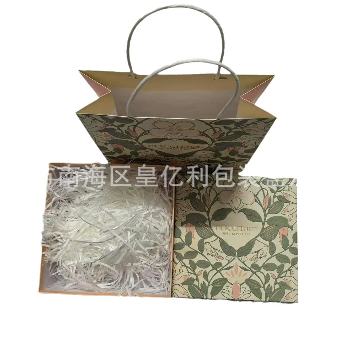 L'Occitane Hand Cream Gift Set with Sweet Almond Shower Gel Gift Box and Tote Bag