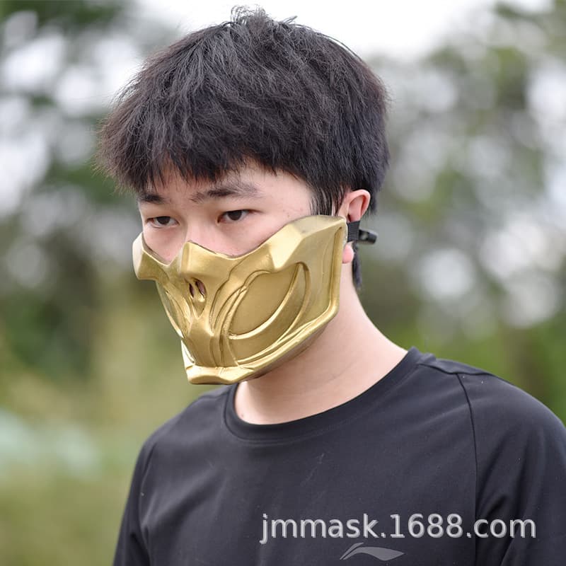 Mortal Kombat Scorpion Mask Prank Funny Cosplay Performance Props Fighting Game Halloween Headgear