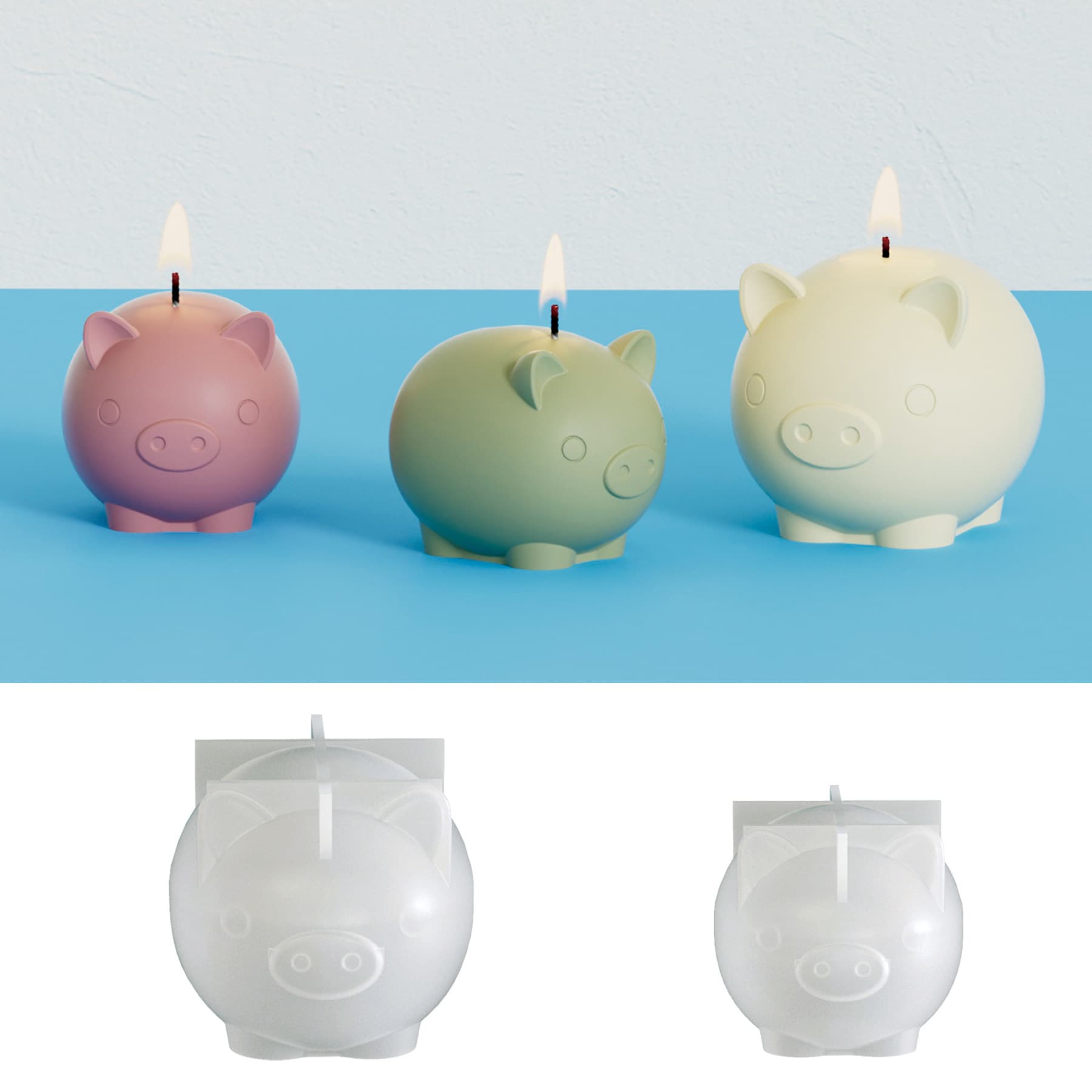 3D Stereoscopic Piglet Silicone Mold, DIY Chubby Pig Scented Candle Souvenir and Plaster Ornament Mold
