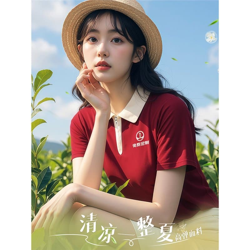 2025 Summer High-Elastic Work Clothes T-Shirt Printed Logo Class Uniform Class Reunion Cultural Shirt Short-Sleeved Polo Shirt