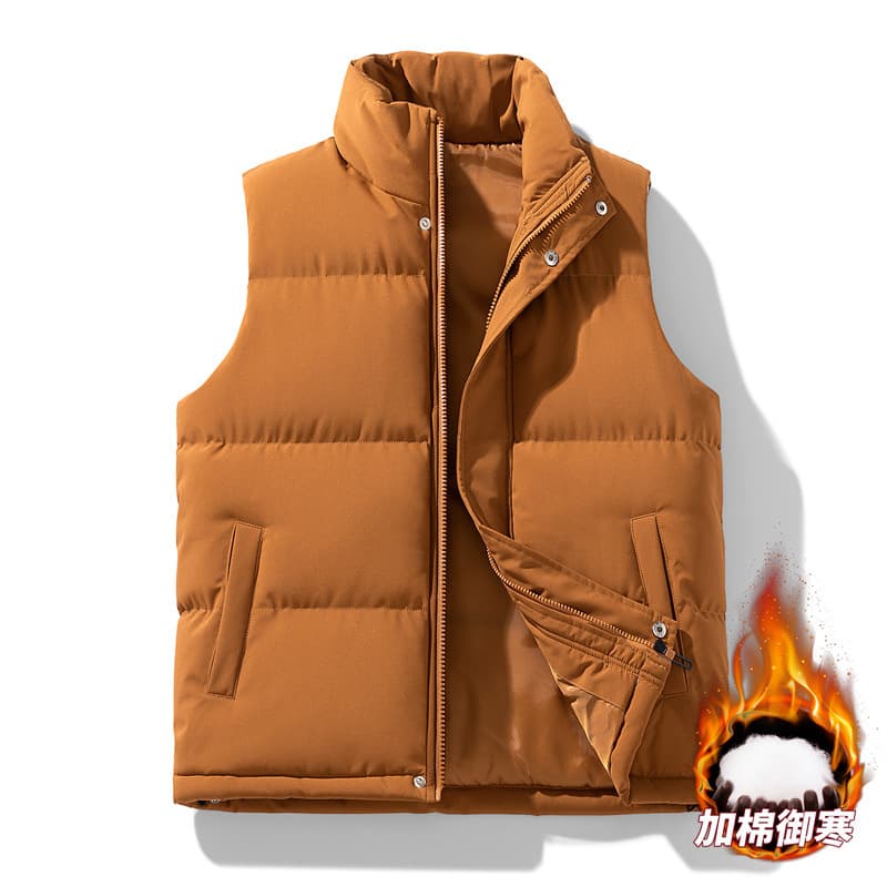 New cross-border winter men's vest jacket, warm, thick, versatile, trendy, casual cotton vest for men.