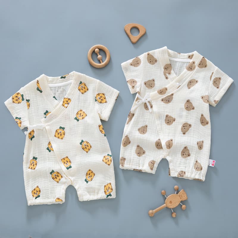 Infant and toddler one-piece romper for men and women, pure cotton gauze wraps, newborn outing romper, thin summer pajamas