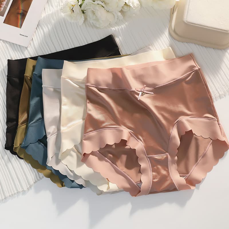 Hot-selling Pearlescent French Vintage Silk Panties for Women, Antibacterial Mulberry Silk, High-waist, Imitation Silk, Ice Silk, Quick-dry Panties