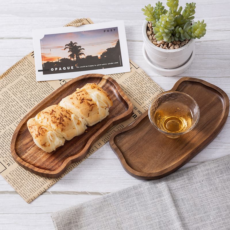 ✅ Wooden tray, dessert plate, Japanese tea tray, stovetop, solid wood household wooden tableware, rectangular cake plate