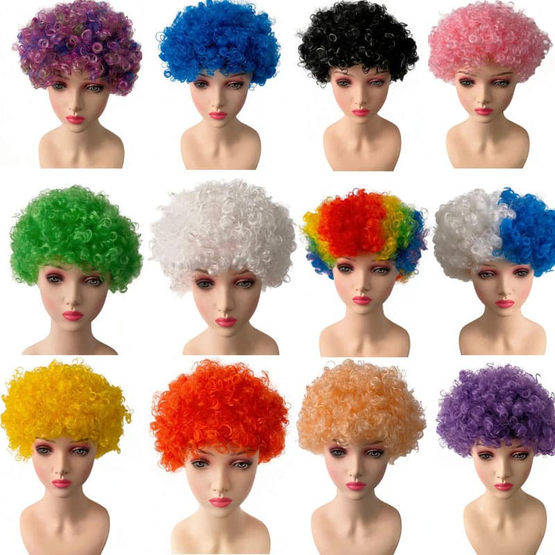 Halloween colorful afro wig party clown headgear hair cover photo props fan wig multi-color optional