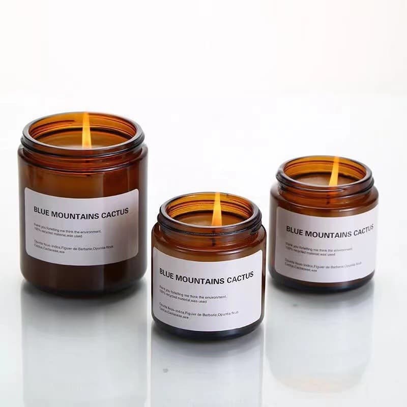 Wholesale 100ml 200ml Brown Glass Candle Holder Candle Cup Gift Glass Jar Scented Home Decor
