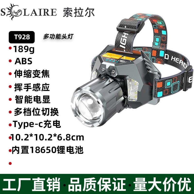 Cross-border UV Light Scorpion Hunting Headlamp Yellow White Blue Fishing Red Mosquito Repellent Induction Zoom Headlamp