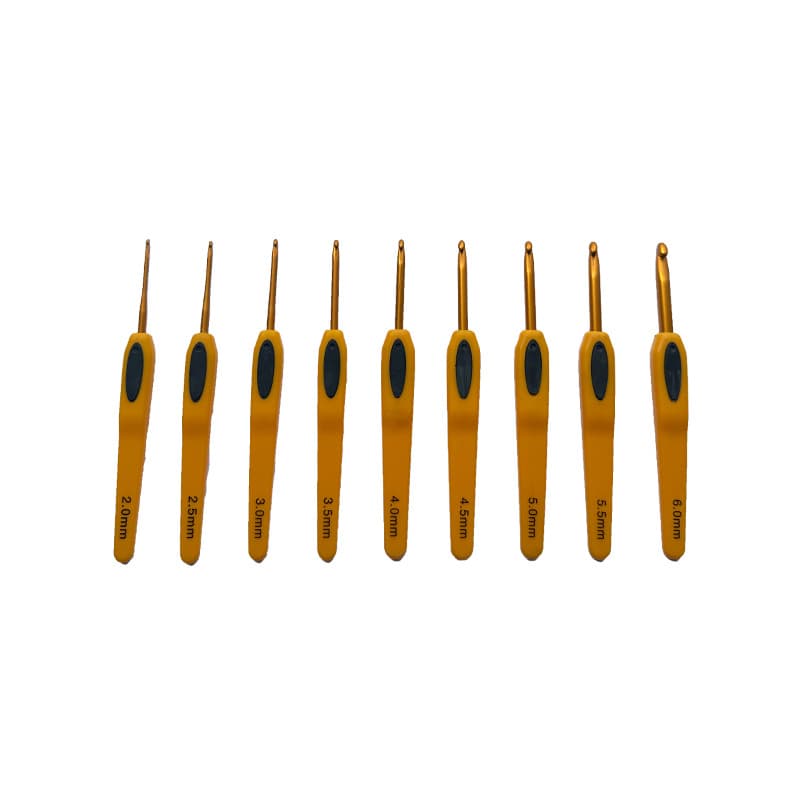 Yellow Japanese crochet hooks oxidized matte 9-piece set knitting hand tool set wool crochet hooks