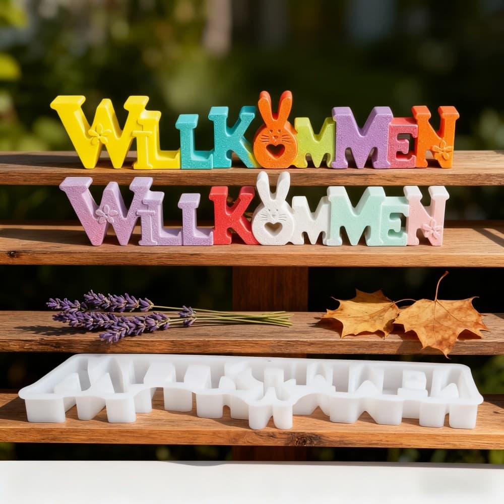 S2335 Easter welcome ornaments decoration cement plaster mold DIY silicone mold