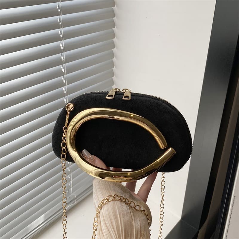 2026 New Women's Round Box Clutch Evening Mini Bag Vintage Metal Handle Chain Single Shoulder Crossbody Bag