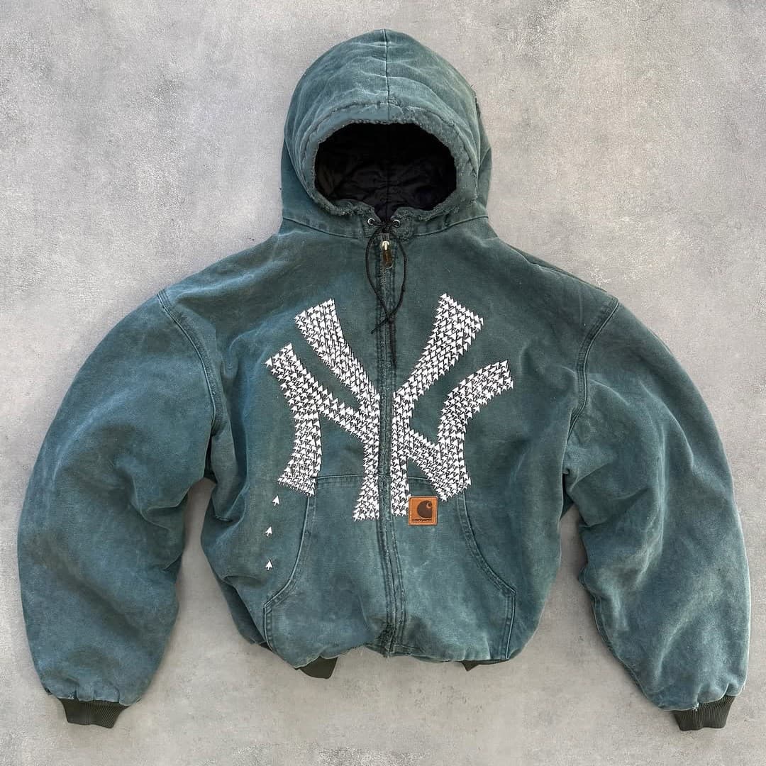 2026 European and American Retro Men's Washed Hooded Zip-Up Sweatshirt 3D Digital Print Sports Casual Men's Sweatshirt