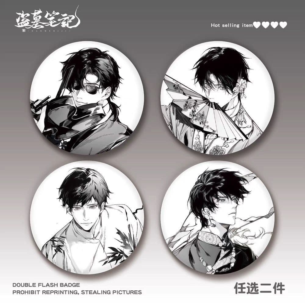 The Lost Tomb Heixiaozi Xie Yuchen Wu Xie Zhang Qiling 58mm Laser Badge Anime Merch Pin