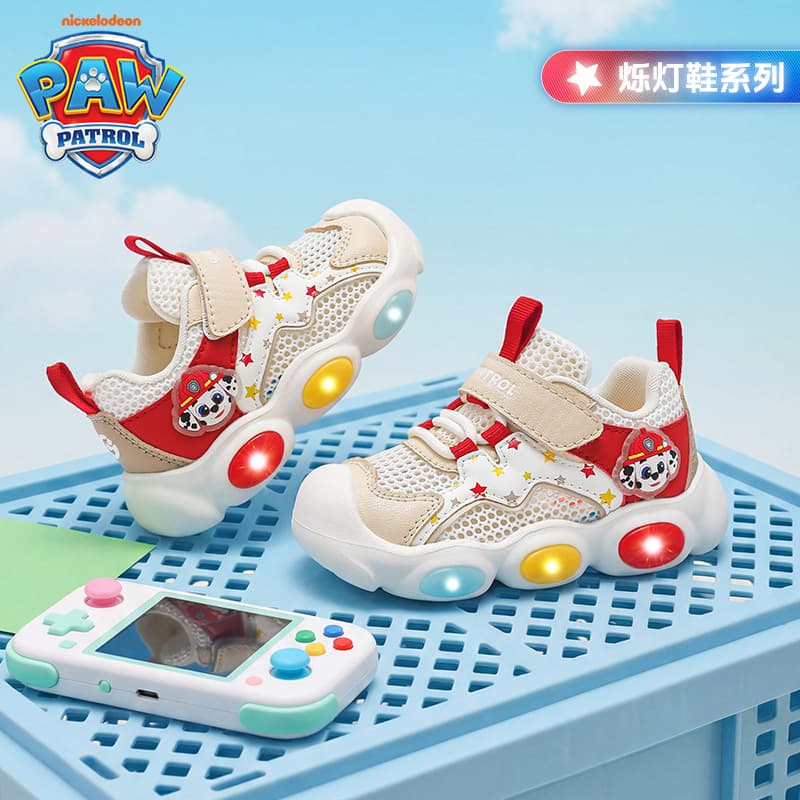 Paw Patrol Children Anti-Kick Walking Shoes 2026 Summer New Outdoor Sports Casual Flash Breathable Boys Shoes