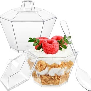 3.3OZ Disposable Transparent Plastic Mousse Biscuit Crumb Cake Pudding Dessert Tasting Cup with Lid and Spoon Plastic Cup