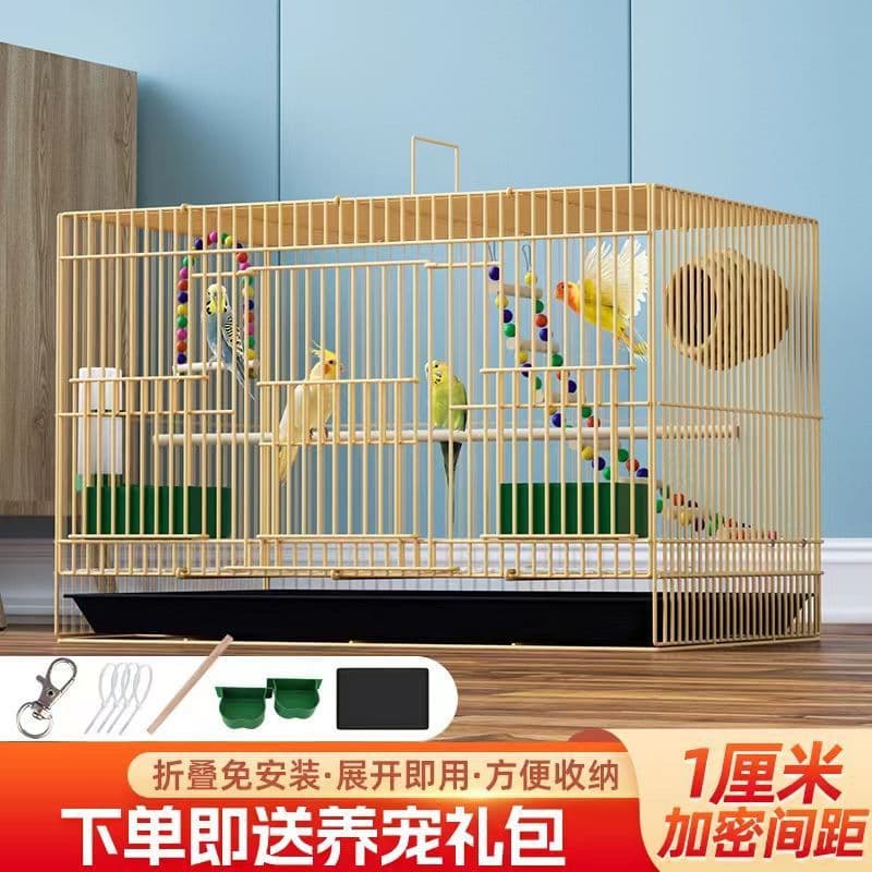 Metal Bird Cage for Parakeets, Cockatiels, and Parrots, Foldable, Dense Bar Spacing, Free Shipping, Extra Large 2024 Upgraded Version