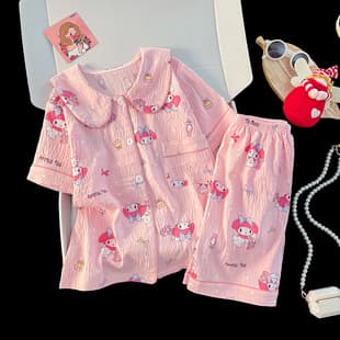 New Kids' Pajamas for Girls Spring/Summer Cartoon Korean-Style Cardigan for Older Children Boys and Girls Wearable at Home