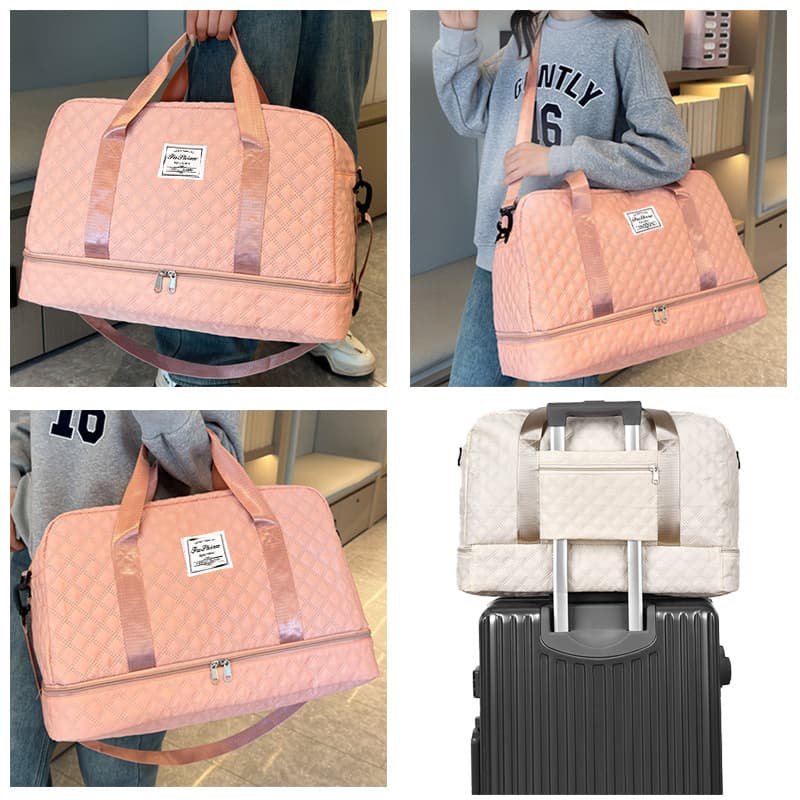 Cross-Border Fitness Bag for Women, High-End Independent Shoe Compartment, Business Trip Storage, Cross-Body Sports Large-Capacity Luggage Bag, Travel Bag