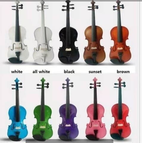 Special Price All Wood Polished Violin for Beginners Adults Children Black White Pink Red