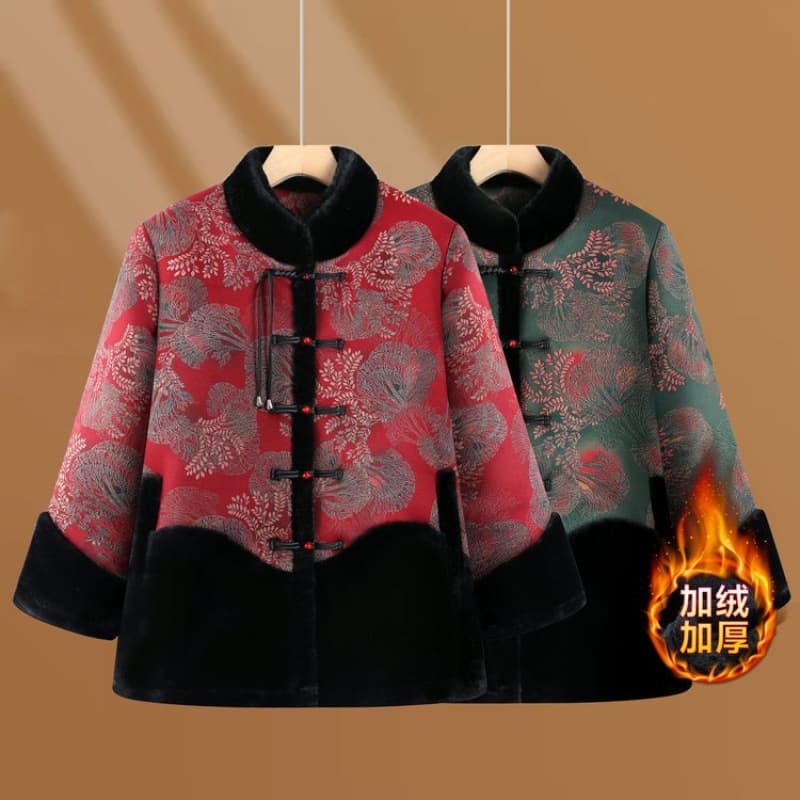 Plus Size Winter Coat for Elderly Women 200 lbs Chinese Style Cotton Padded Jacket Mother's Outfit Fashionable
