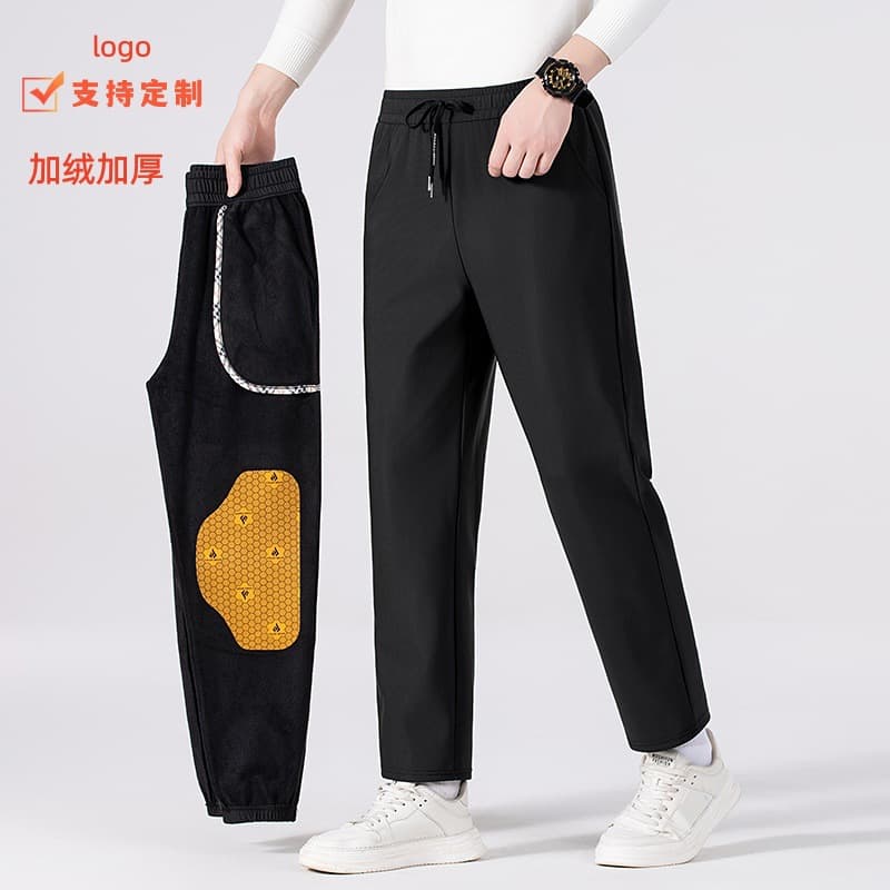 Autumn/Winter Men's Fleece-Lined Casual Pants, Graphene Cotton Pants, Fleece-Lined Thickened Warmth, Youth and Middle-Aged Men's Sports Pants