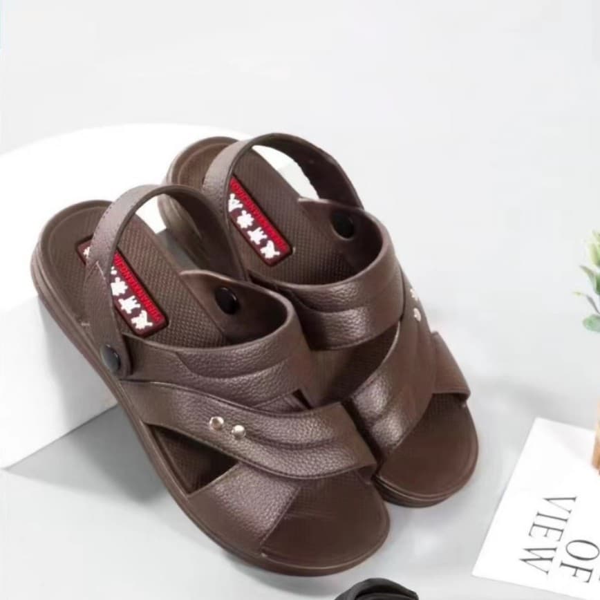 Vietnam Rubber Soft Sole Sandals for Men Summer Thick Sole Wear-resistant Plastic Men's Sandals Middle-aged Anti-slip Outdoor Wholesale