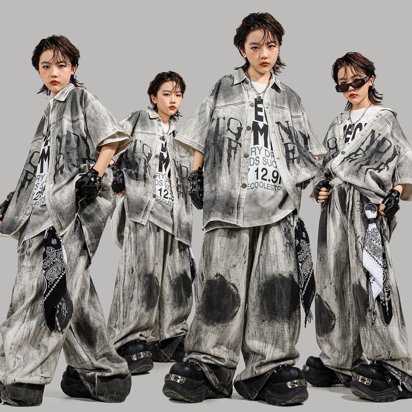 Kids Hip-Hop Street Dance Costume Boys Loose Shirt Performance Outfit Cool Hip-Hop Style Girls Dance Performance Wear