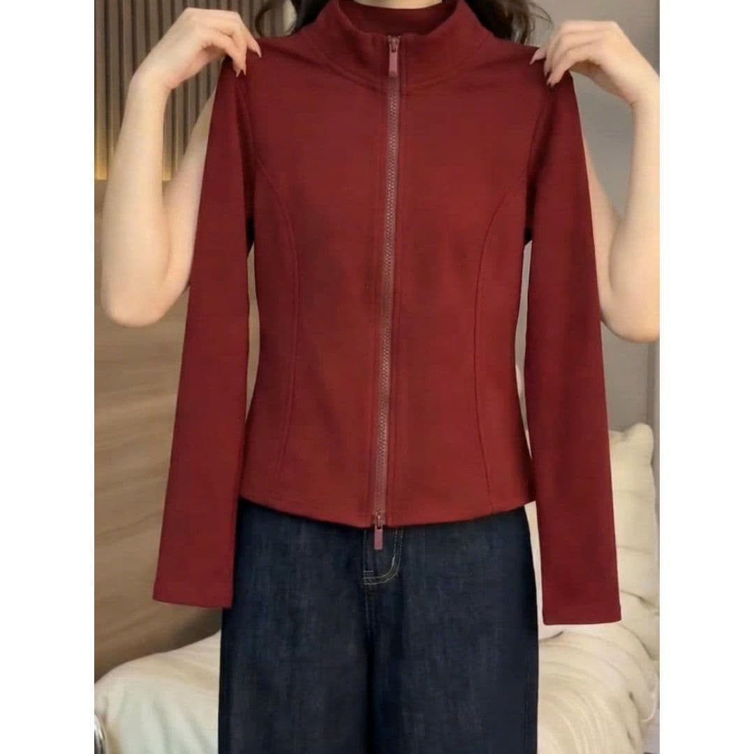 Plus Size Korean-Style Zipper Design Long-Sleeve Top for Women, New Spring/Autumn Loose Fit Slimming Fashionable Thermal Base Layer