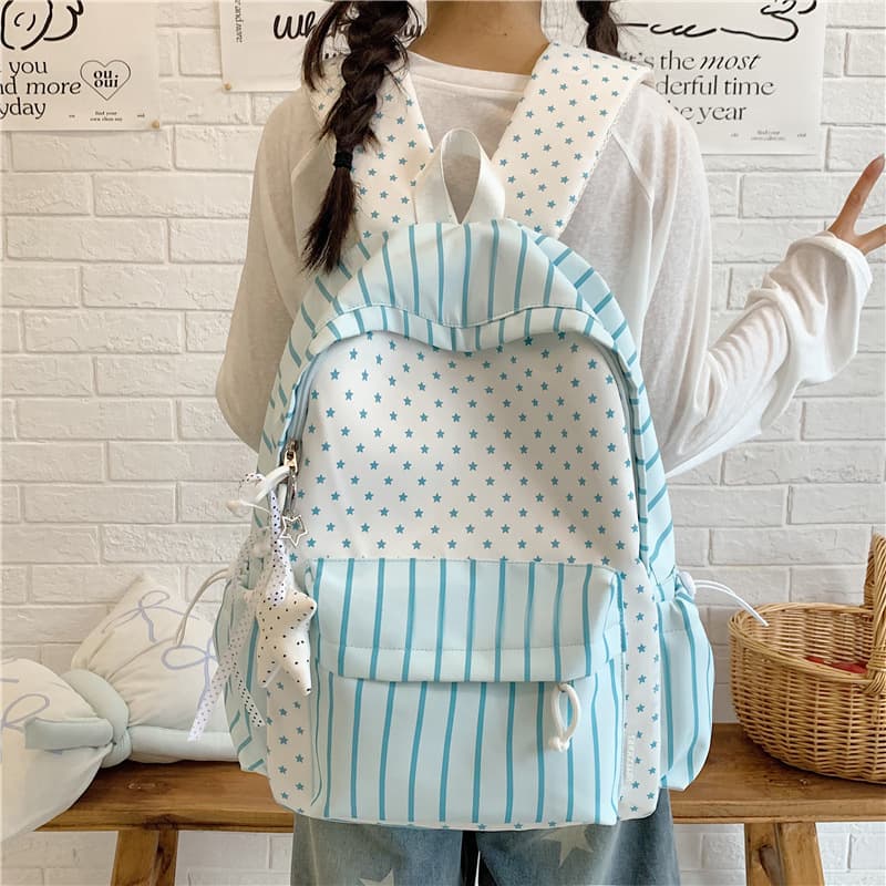 Milk fufu blue and white stars youthful filter student party class backpack sea salt soda flavor sweet girl small backpack
