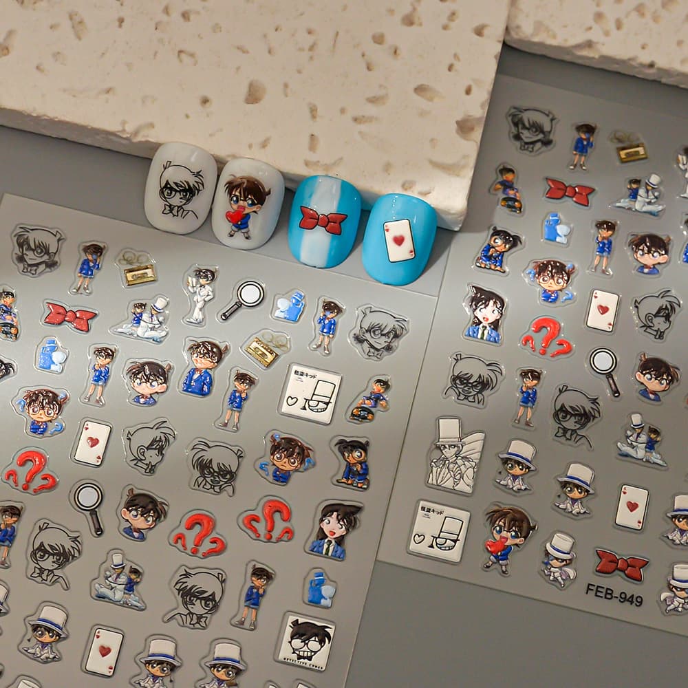 Detective Conan Nail Art Stickers Wholesale Cartoon Anime Phantom Thief Embossed Nail Stickers Waterproof iPad Phone Stickers