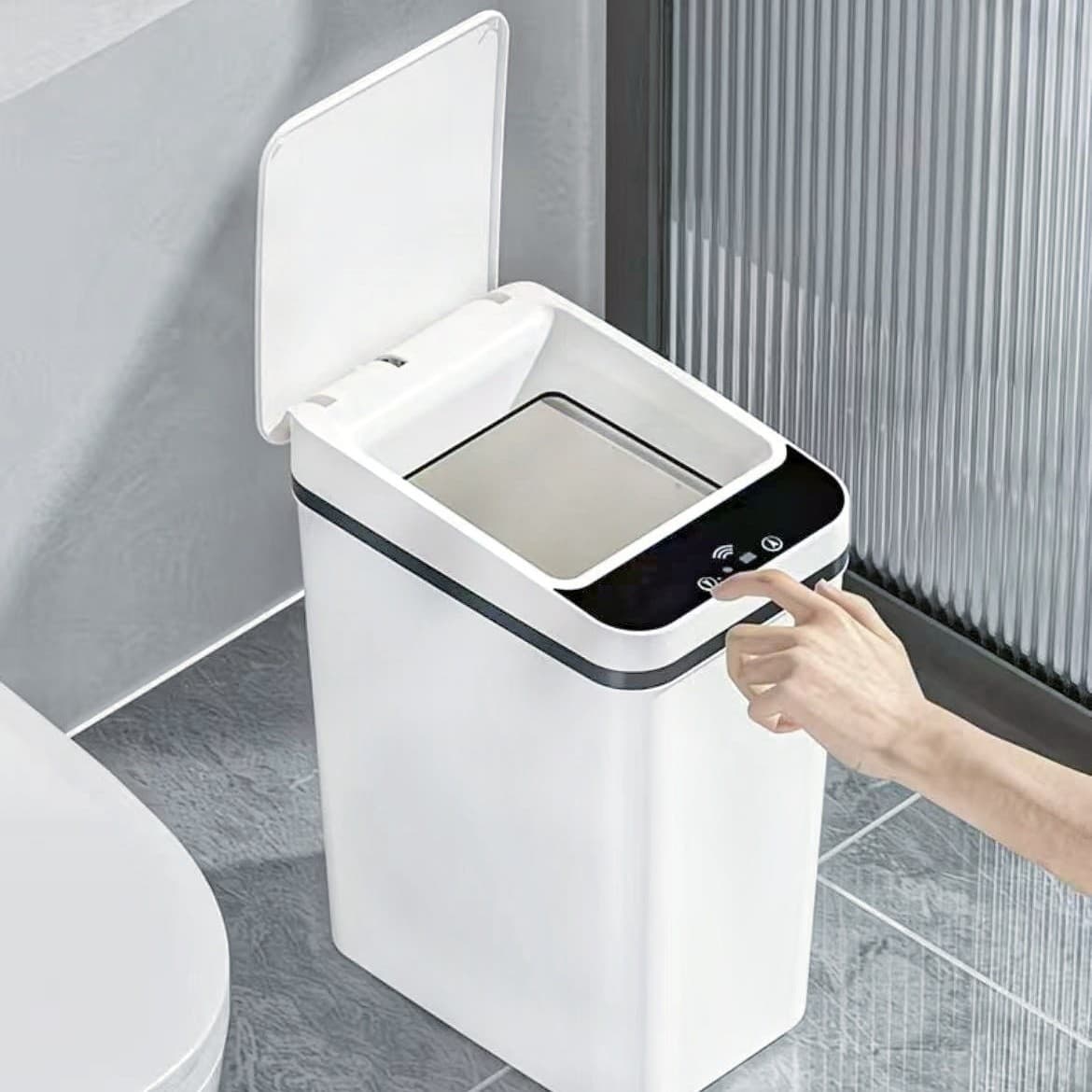 Smart Indoor Electric Trash Can with Sensor, Automatic Kitchen, Tall Style, No Bending Over, Household with Lid