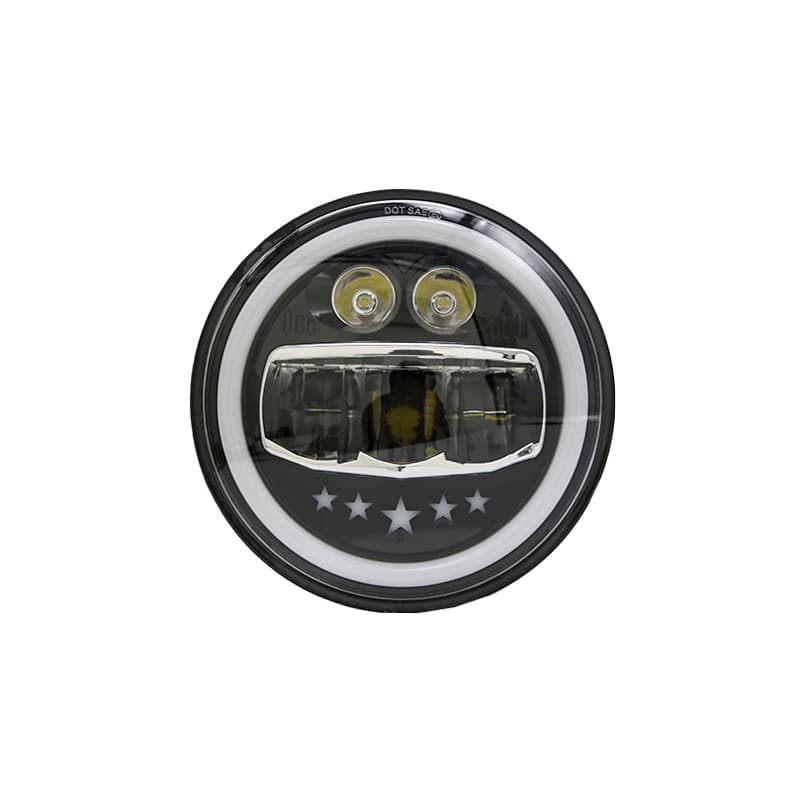 New Cross-border 7-inch Wrangler Car LED Headlight Five-pointed Star Headlight Modified Harley Off-road Front Light