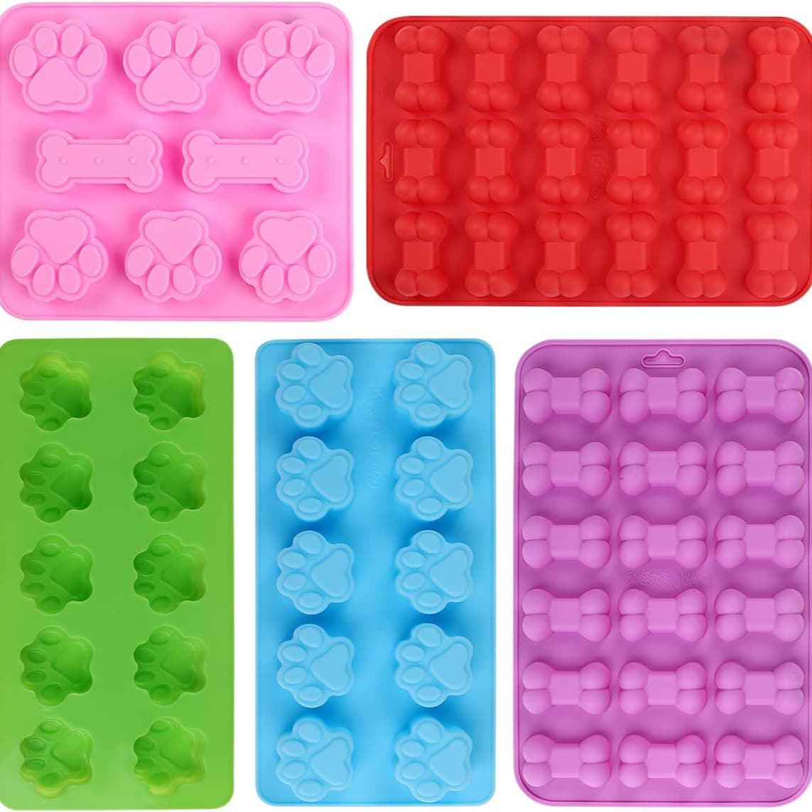 10-Cavity Cat Paw & 18-Cavity Bone Silicone Baking Mold, Pet Cookie Mold, DIY Rice Cake Mold, Cake Mold, Epoxy Resin Mold