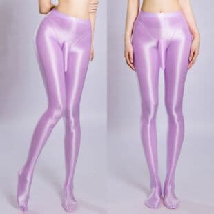 Bullet-Separated Elephant Trunk JJ Sleeve High Elasticity Plus Size Glossy Silky Smooth Faux Two-Piece Footed Leggings for Yoga Base Layer